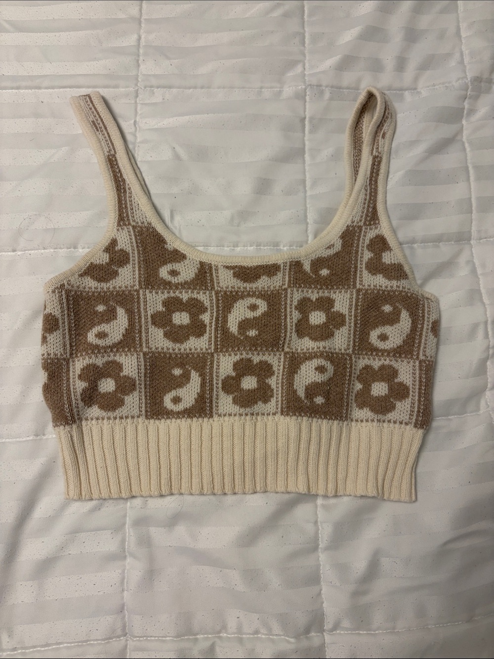 American Eagle Floral Paisley Knit Crop Tank